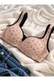 Mink Floral Patterned Cotton Thick Strap Gathering Bra Without Underwire - 2
