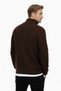 Men's Brown Half Zip Oversized Cut Knitwear Sweater – Soft Textured Knit Sweater 2608511 - 2
