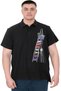 Fashion XL Large Size Men's T-Shirt Polo Flag U25304 Black