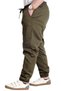 Mode XL Men's Trousers Linen Cargo Pocket Jogger Bahar 23912 Khaki - 3