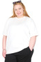 Mode XL Real Big Size Women's T-Shirt Biss Collar Seersucker Pocket U26221 Ecru - 3
