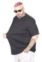 Mode XL Large Size Men's Judge Collar T-Shirt Waffle U20036 Black - 2