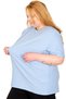 Mode XL Real Big Size Women's T-Shirt Waffle Textured 20033 Blue - 5