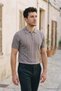 Men's Casual Striped Zippered Gray Polo Knitwear T-Shirt - 6