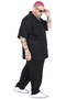 Mode XL Large Size Shirt with Lapel Collar Short Sleeve U26380 Black - 5