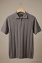 Men's Casual Striped Zippered Gray Polo Knitwear T-Shirt - 5