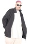 Mode Xl Large Size Men's Cardigan Zippered Stell Stand Collar 20571 Black - 3