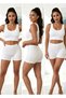 3-Piece Women's White Shorts 100% Cotton High Waist Heart Pointelle Shorts Set - 5