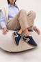 Women's Sneaker Lace-Up Flat Sole Sports Shoes Tiyone Navy Blue Suede - 2