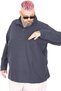 Mode XL Large Size Men's Sweatshirt Polo Collar Long Sleeve Waffle 23449 Navy Blue - 2