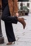 Women's Boots&Booties Pointed Toe Goblet Heel Back Zipper Classic Thin Heeled Boots Tisa Light Brown Suede - 6