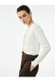 Buttoned Hair Knit Ecru Women's Cardigan 6Wak90043Ht