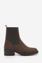 Women's Elastic Side Strap Heeled Casual Boots Tunles Brown Suede - 3