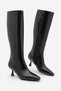Women's Blunt Toe Stitched Detailed Zippered Thin Heeled Boots Lorven Black
