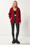 Hooded Zippered Oversize Sweatshirt Bordo Lub0002 - 3