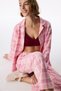 Pink Cozy Pink Cotton Checked Plaid Long Sleeve Shirt Pants Pajama Set - 3