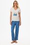 Blue Pajamas Only Accessory Patterned Cotton Trousers Short Sleeve Pajamas Set