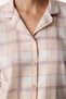 Light Pink Lena Cotton Checked Plaid Long Sleeve Shirt Pants Pajama Set - 3