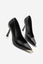 Women's Stiletto Pointed Toe Gold Detailed Classic Heeled Shoes Ginez Black