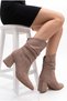 Women's Thick Heeled Pointed Toe Bellows Mink Suede Back Zipper Boots - 6