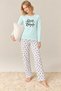 Women's Girl Power Printed Single Jersey Long Sleeve Pajama Set - 4