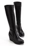 Gui̇arro Women's Leather Brown Below-The-Knee Wedge Heel Boots |   Waterproof Winter Women's Boots - 7