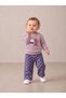 Simit Yaka Rabbit Printed Sweatshirt/Polka Dot Printed Wide Leg Sweatpants 3 Threaded Drawstring Set
