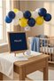 Police Themed Birthday Decoration Mini Set Dark Blue Felt Writing Board with Stand and Balloon Chain Police Patrol Concept