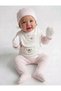 Newborn Baby Hospital Discharge Set, 5 Pieces, Teddy Bear Patterned Pink - 2