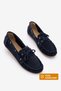 Women's Genuine Leather Lace-Up Moccasin Drawstring Loafer Casual Shoes Rudez Navy Blue Suede - 5