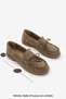 Women's Genuine Leather Stitched Detailed Bowknot Vardola Olive Loafer Casual Shoes Savron Earth Suede - 8