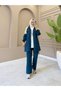 Women's 3-Piece Dabıl Fabric Hijab Set – Casual Combination with Zippered Jacket and Pants N-05532 _ Petrol
