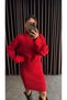Women's Khaki High-Rise Knitted Motif Crop Sweater and Knitwear Dress Set - 5