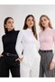 Set of 3 95% Cotton Half Turtleneck Sweat-Proof Breathable Long Sleeve Bodysuits - 5
