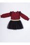 Unicorn Plaid Tulle New Year Girl Red Dress - 4
