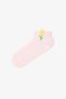 Girl's Color Bouquet Floral Cotton 3 Pairs Booties Socks - 4