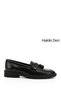 Women's Black Patent Leather Genuine Leather Tassel Loafer Shoes