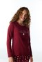 Bordo Letters Bird Patterned Cotton Long Sleeve Trousers Pajama Set - 3