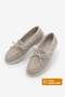 Women's Genuine Leather Bowknot Rope Detail Moccasin Loafer Casual Shoes Nifida Beige Suede
