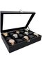 Black Leather 15-Piece Glass Watch Box St15-68