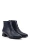 Women's Navy Blue Zippered Thick Heeled Boots - 5