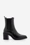Women's Double Elastic Chelsea Heeled Boots Pisar Black - 3