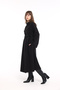 Premium Belted Coat with Detailing on the Collar, Black - 5