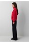 M1S20132 Jeans Logo Printed Half Zipper Women's Sweatshirt Red - 4