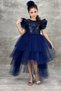 Abiye Kids Sequined Layered Tailored Navy Blue Style Children's Evening Dress Aby745 - 2
