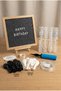 Black and White Stylish Birthday Decoration Classic Set Dark Gray Felt Letter Board with Stand and Pump Balloon Chain - 3
