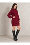 Una Fiaba Burgundy Women's Half Fisherman Knitwear Knitted Dress - 5