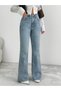 Women's Pale Green High Waist Straight Leg Jeans