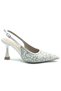 Feles wedding dress shoes stone detailed open back stiletto women's high heel shoes white - 2