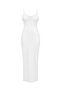 Vs-1059 Dina White Collared Slim Strap Bodycon Maxi Dress - 4